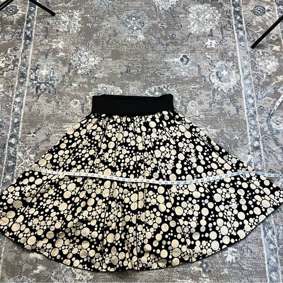 Linen Blend Saint Tropez West Boho Artsy Polkadot Fully Lined Pleated Midi Skirt - Picture 2 of 12